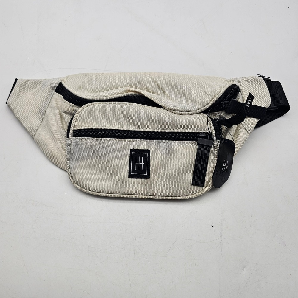 Fanny Pack Waist Bag White Canvas Belt Bag Zip Pockets Adjustable Westend